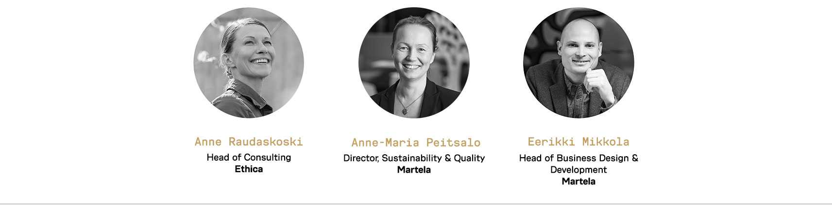 Martela Webinar speakers Anne Raudaskoski, Anne-Maria Peitsalo ja Eerikki Mikkola