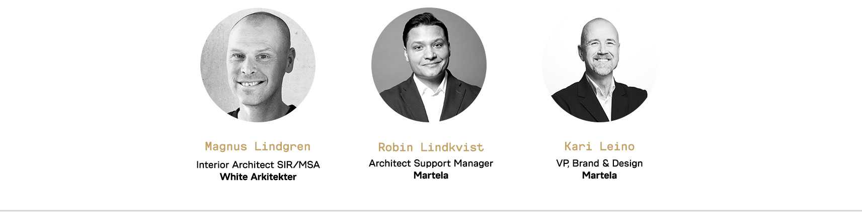 Martela Webinaarin puhujat Magnus Lindgren, Robin Lindkvist ja Kari Leino