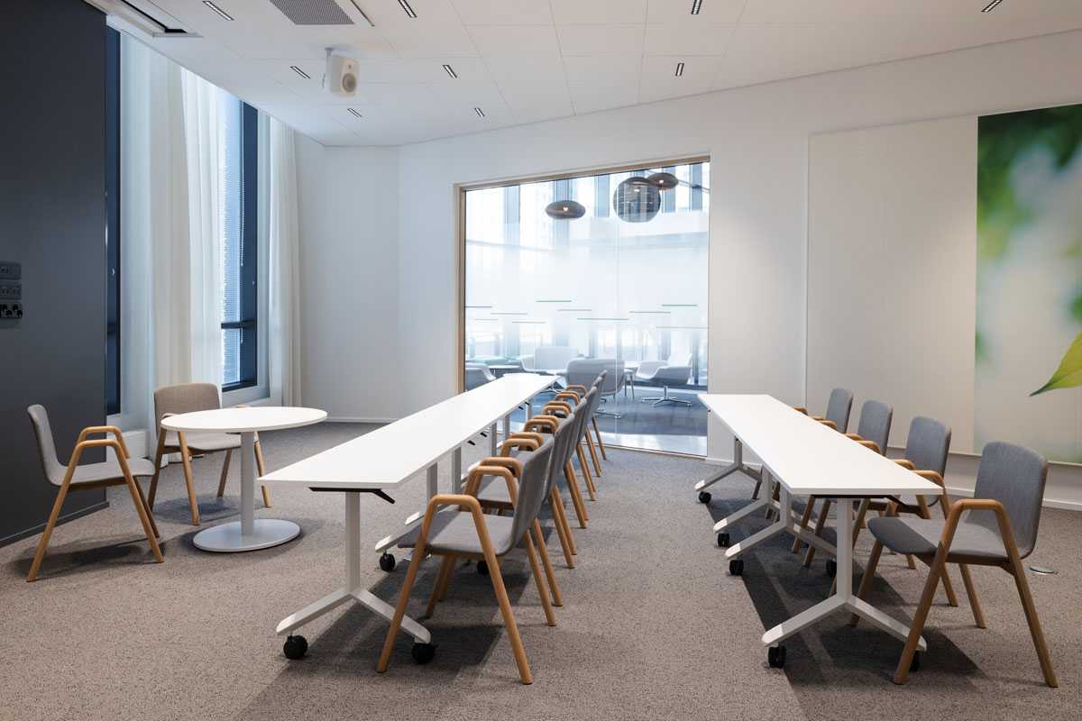 Eddy folding table in the group work area