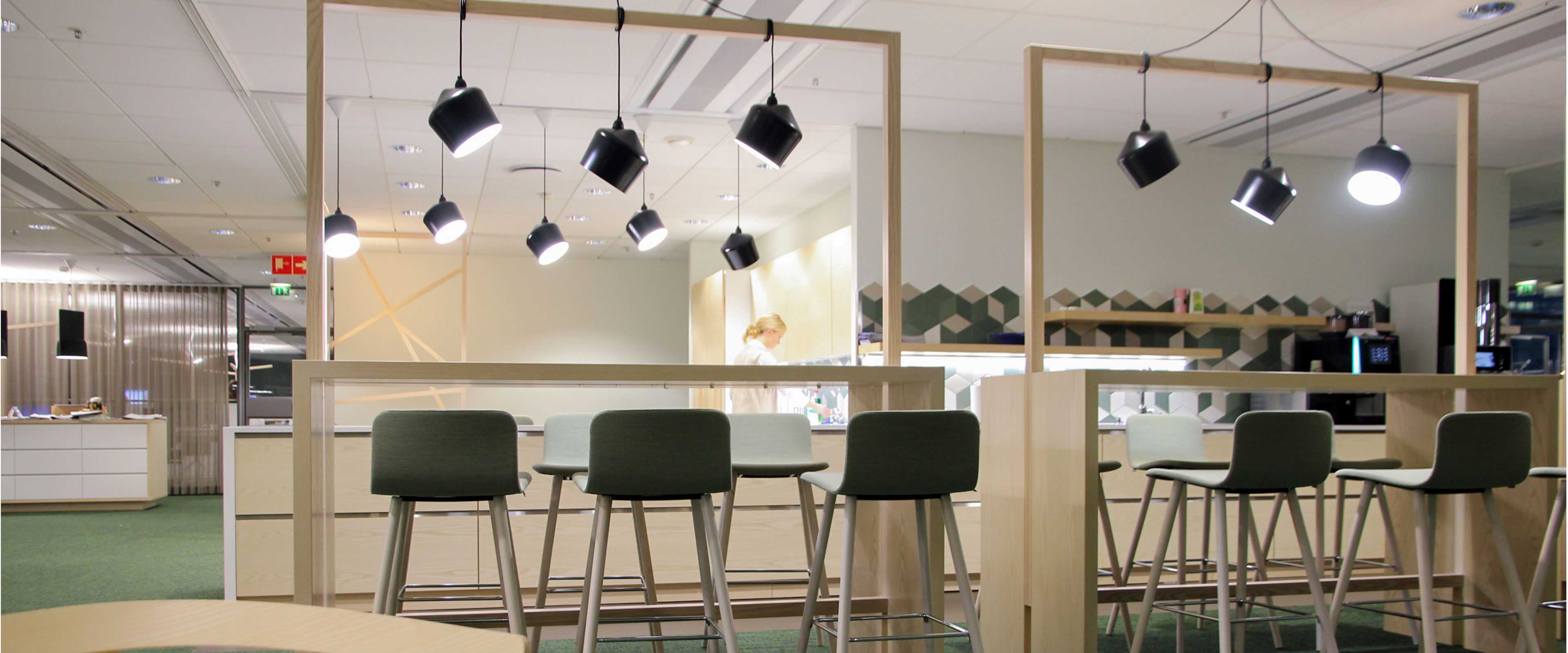 Martela's Sola chairs and Chat tables at Team Finland House in Helsinki