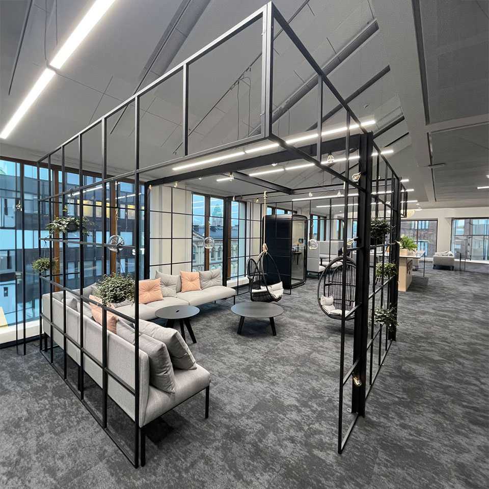 Lounge area at the Staria office